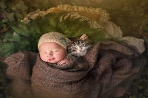 t عکاسی از نوزادان همراه با حیوانات دوست داشتنی 