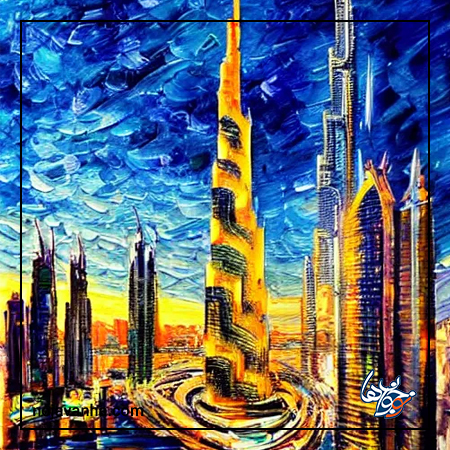نقاشی برج خلیفه ساده