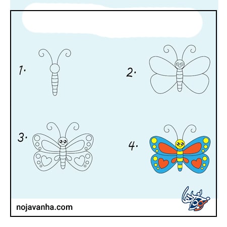 آموزش آسان نقاشی پروانه به کودک