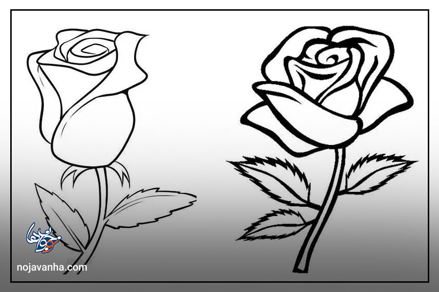 عکس نقاشی گل رز آسان و سخت برای سنین مختلف
