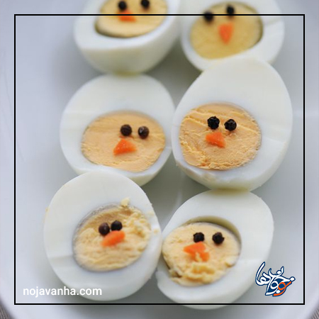 ایده برای تزیین تخم مرغ پخته شده برای کودک