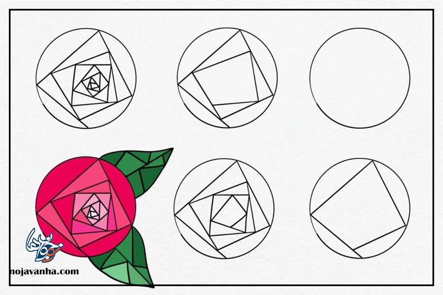 t آموزش نقاشی گل رز ساده و مرحله به مرحله