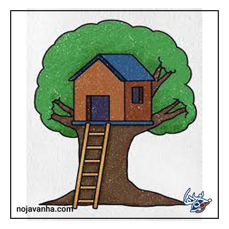 نقاشی درخت و خانه