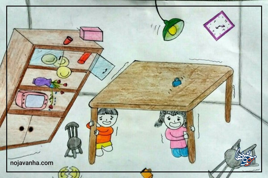 نقاشی مانور زلزله در مدرسه